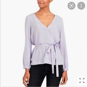 J Crew Lavender wrap top with attached belt
